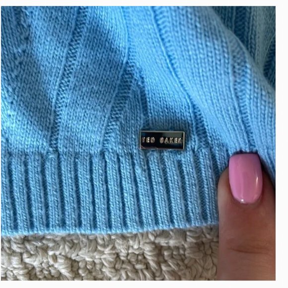 Ted Baker Bubless Extreme Sleeve Knit Sweater light blue size 1 nwt - Picture 12 of 13